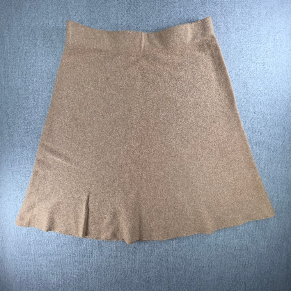 Liz Claiborne Knit Skirt Women PXL Tan Camel A-Line Elastic Waist Soft Casual